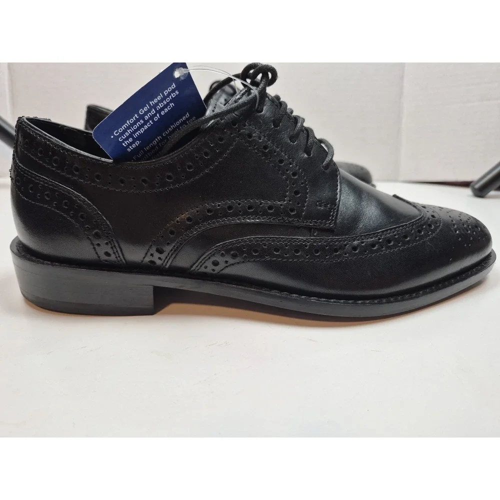 Nunn Bush Lace-Up Oxfords Shoes Mens 7 Black Comfort Gel Wingtip New Brogue